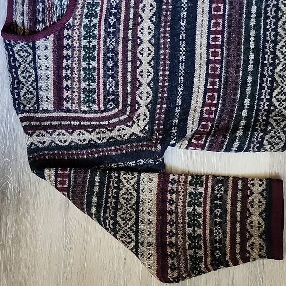 VNTG Skyr Womens 100% Wool Fair Isle CottageCore Cardigan Sweater Multicolor 2XL - Picture 5 of 14